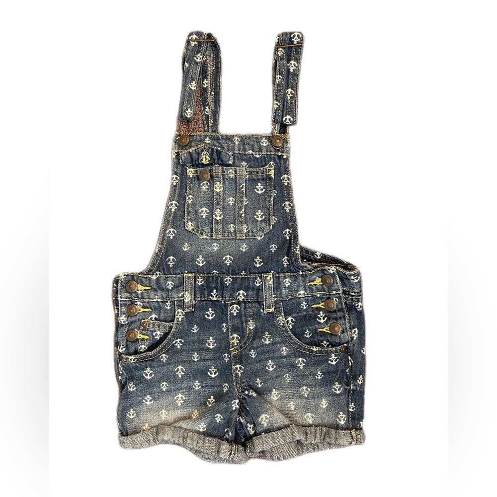 Lei Blue Denim Anchor Overalls and Osh Kosh blush pink beachy romper bundle